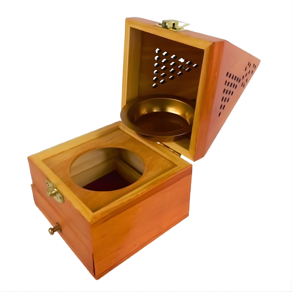 Encensoir Marocain Bois & Métal Doré – Mabkhara Artisanale Élégante