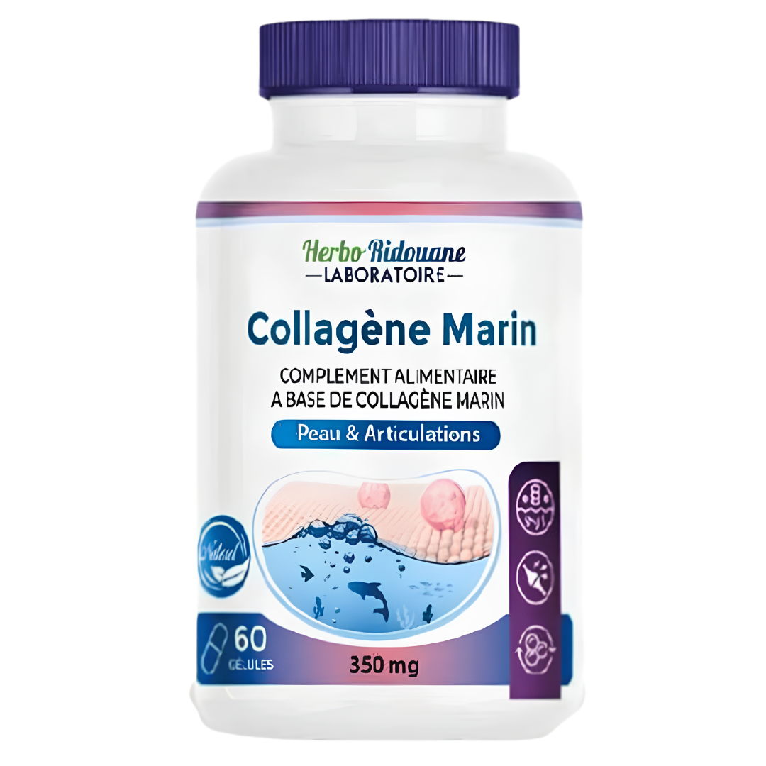 Herbo Ridouane Collagène Marin 350mg – 60 Gélules | Peau, Articulations & Cheveux