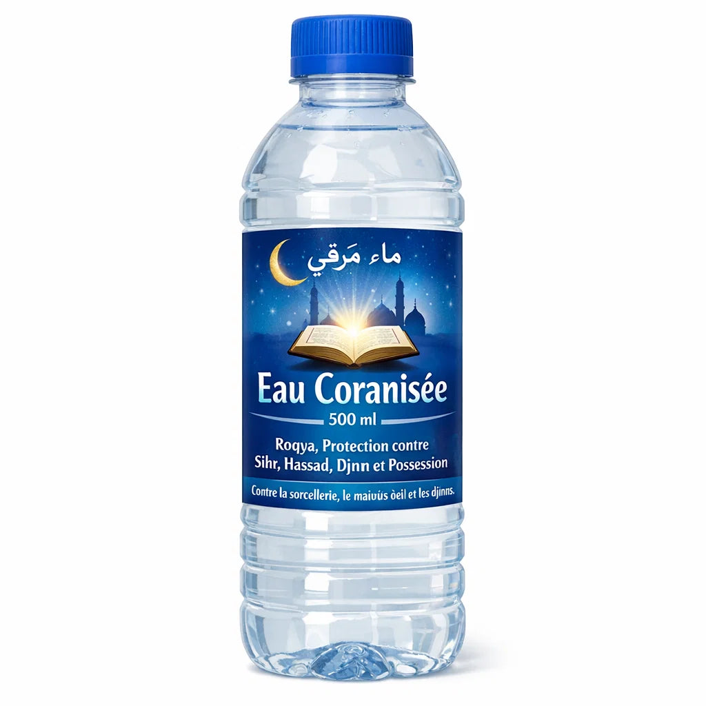 Eau Coranisée 500 ml – Roqya, Protection contre Sihr, Hassad, Djinn et Possession